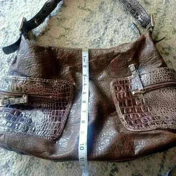 Jessica Simpson Brown Faux Leather and Croc Large Shoulder Bag - Picture 15 of 16